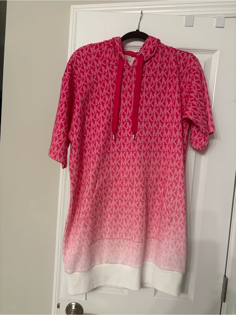 Michael Kors Pink Ombré Logo Short-Sleeve Hoodie